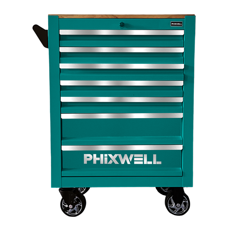 719506 PHIXWELL 7 fiókos tárolószekrény fa munkalappal